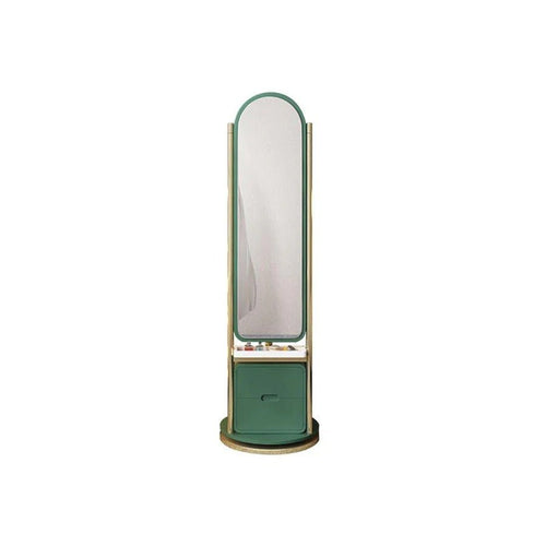 Weilai Concept Full - Length Mirror Storage Wardrobe with Integrated Shelving – Modern Freestanding Bedroom Cabinet (Green & Ash Finish) - Sleek Furniture