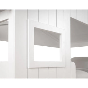 Willow Treehouse Bunk Bed – White Wooden Kids Single Bed with Playhouse Design, Ladder & Windows - Sleek Furniture