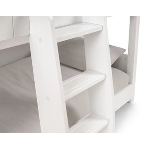 Willow Treehouse Bunk Bed – White Wooden Kids Single Bed with Playhouse Design, Ladder & Windows - Sleek Furniture