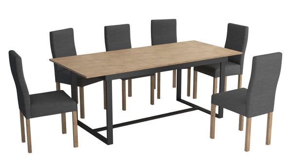 Polish 6–8 Seater Extendable Dining Table | Oak Finish, Durable Laminated Board