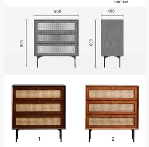 Xavier Rattan Sideboard Cabinet – Modern Wooden Storage Unit with Metal Legs, Contemporary Side Cabinet in Cherrywood & Walnut Finish - Sleek Furniture