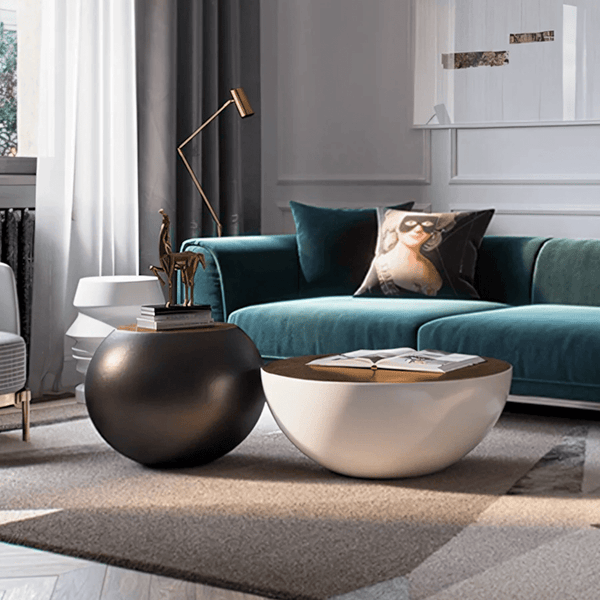 Black and white nesting center table set for living room