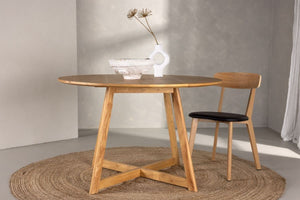Mmilo Yakidon Round Dining Table, Oak Finish, Foldable Edges – 120×120×75 cm