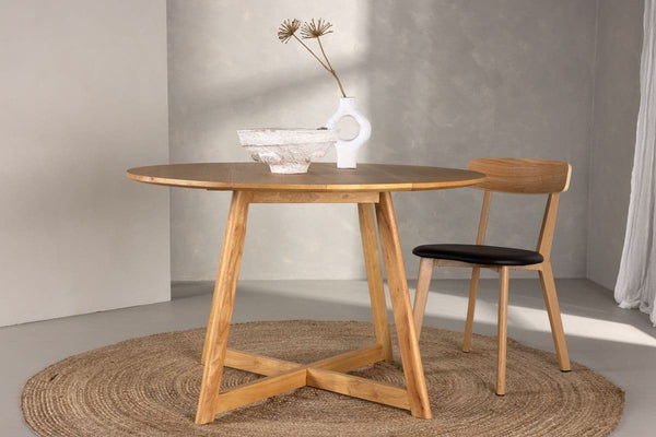 Mmilo Yakidon Round Dining Table, Oak Finish, Foldable Edges – 120×120×75 cm