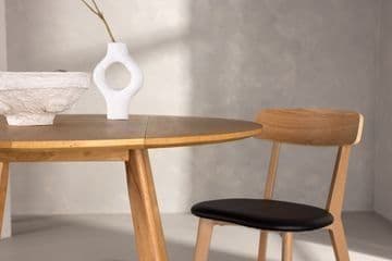 Mmilo Yakidon Round Dining Table, Oak Finish, Foldable Edges – 120×120×75 cm