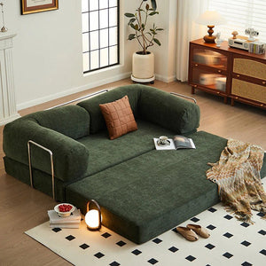 Yamada Foldable Corduroy Lazy Sofa Bed – Convertible Floor Sofa Bed with Carbon Steel Frame, Soft Corduroy Upholstery & High-Density Sponge, Modern Multifunctional Sofa for Living Room or Guest Room - Sleek Furniture
