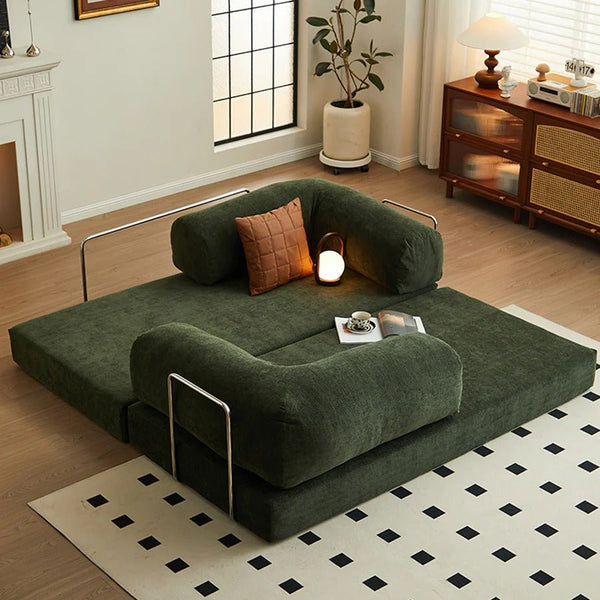 Yamada Foldable Corduroy Lazy Sofa Bed – Convertible Floor Sofa Bed with Carbon Steel Frame, Soft Corduroy Upholstery & High-Density Sponge, Modern Multifunctional Sofa for Living Room or Guest Room - Sleek Furniture