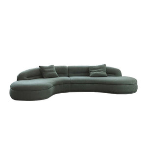 Yannik Four Seater Curved Sofa – Snowflake Velvet Upholstery, Modern Contemporary Lounge Sofa with High-Resilience Sponge Cushioning, Elegant Green Living Room Sofa - Sleek Furniture