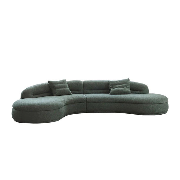 Yannik Four Seater Curved Sofa – Snowflake Velvet Upholstery, Modern Contemporary Lounge Sofa with High-Resilience Sponge Cushioning, Elegant Green Living Room Sofa - Sleek Furniture