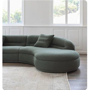 Yannik Four Seater Curved Sofa – Snowflake Velvet Upholstery, Modern Contemporary Lounge Sofa with High-Resilience Sponge Cushioning, Elegant Green Living Room Sofa - Sleek Furniture