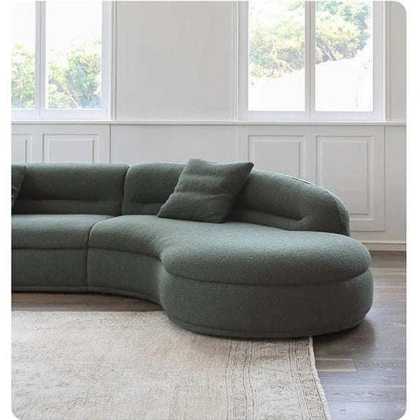 Yannik Four Seater Curved Sofa – Snowflake Velvet Upholstery, Modern Contemporary Lounge Sofa with High-Resilience Sponge Cushioning, Elegant Green Living Room Sofa - Sleek Furniture