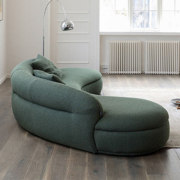 Yannik Four Seater Curved Sofa – Snowflake Velvet Upholstery, Modern Contemporary Lounge Sofa with High-Resilience Sponge Cushioning, Elegant Green Living Room Sofa - Sleek Furniture