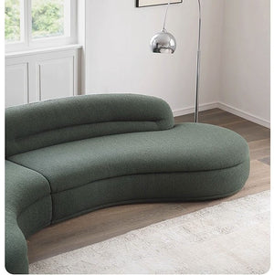 Yannik Four Seater Curved Sofa – Snowflake Velvet Upholstery, Modern Contemporary Lounge Sofa with High-Resilience Sponge Cushioning, Elegant Green Living Room Sofa - Sleek Furniture