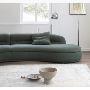Yannik Four Seater Curved Sofa – Snowflake Velvet Upholstery, Modern Contemporary Lounge Sofa with High-Resilience Sponge Cushioning, Elegant Green Living Room Sofa - Sleek Furniture