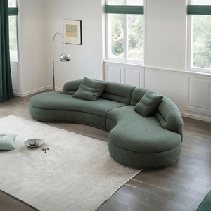 Yannik Four Seater Curved Sofa – Snowflake Velvet Upholstery, Modern Contemporary Lounge Sofa with High-Resilience Sponge Cushioning, Elegant Green Living Room Sofa - Sleek Furniture