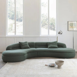Yannik Four Seater Curved Sofa – Snowflake Velvet Upholstery, Modern Contemporary Lounge Sofa with High-Resilience Sponge Cushioning, Elegant Green Living Room Sofa - Sleek Furniture