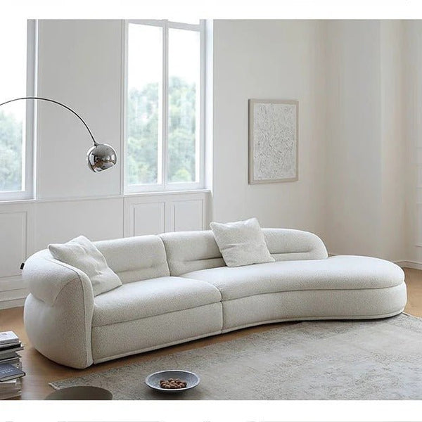 Yannik Four Seater Curved Sofa – Snowflake Velvet Upholstery, Modern Contemporary Lounge Sofa with High-Resilience Sponge Cushioning, Elegant Green Living Room Sofa - Sleek Furniture