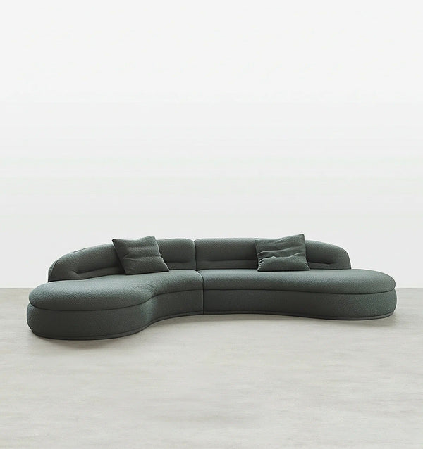 Yannik Four Seater Curved Sofa – Snowflake Velvet Upholstery, Modern Contemporary Lounge Sofa with High-Resilience Sponge Cushioning, Elegant Green Living Room Sofa - Sleek Furniture