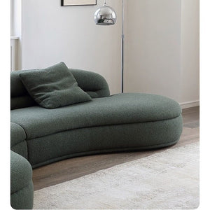 Yannik Four Seater Curved Sofa – Snowflake Velvet Upholstery, Modern Contemporary Lounge Sofa with High-Resilience Sponge Cushioning, Elegant Green Living Room Sofa - Sleek Furniture