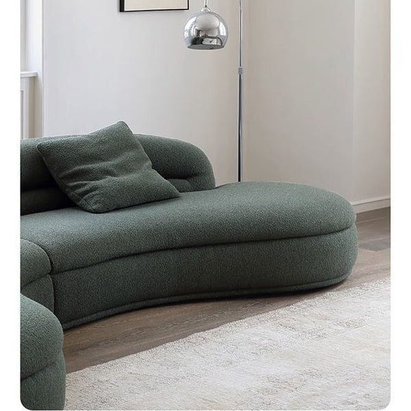 Yannik Four Seater Curved Sofa – Snowflake Velvet Upholstery, Modern Contemporary Lounge Sofa with High-Resilience Sponge Cushioning, Elegant Green Living Room Sofa - Sleek Furniture