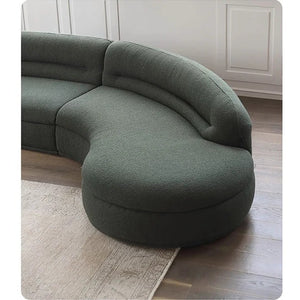 Yannik Four Seater Curved Sofa – Snowflake Velvet Upholstery, Modern Contemporary Lounge Sofa with High-Resilience Sponge Cushioning, Elegant Green Living Room Sofa - Sleek Furniture