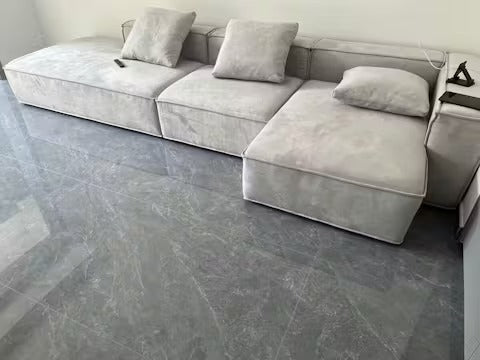Yetta Grey Velvet Four Seater Corner Sofa | Modern L-Shaped Sofa Set with Deep Cushioned Seating, Sturdy Frame & Contemporary Design - Sleek Furniture