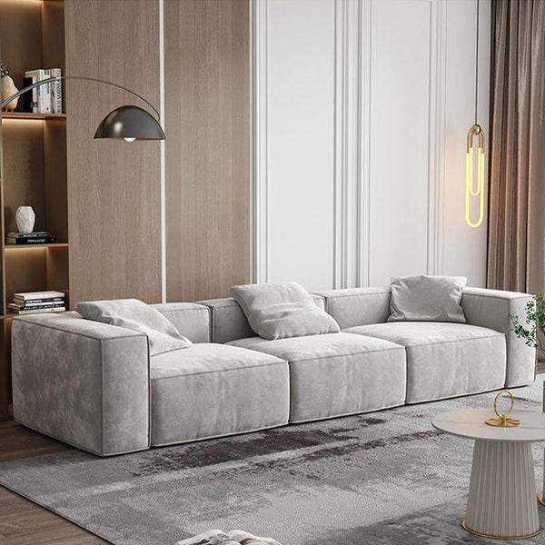 Yetta Grey Velvet Four Seater Corner Sofa | Modern L-Shaped Sofa Set with Deep Cushioned Seating, Sturdy Frame & Contemporary Design - Sleek Furniture