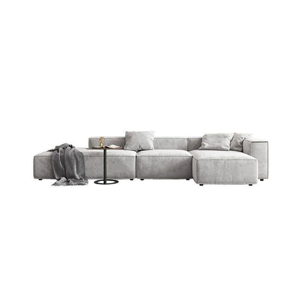 Yetta Grey Velvet Four Seater Corner Sofa | Modern L-Shaped Sofa Set with Deep Cushioned Seating, Sturdy Frame & Contemporary Design - Sleek Furniture