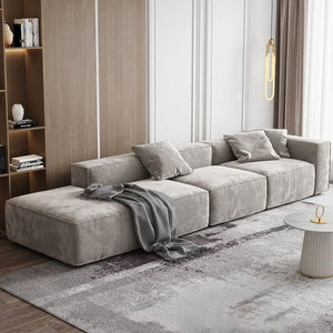 Yetta Grey Velvet Four Seater Corner Sofa | Modern L-Shaped Sofa Set with Deep Cushioned Seating, Sturdy Frame & Contemporary Design - Sleek Furniture