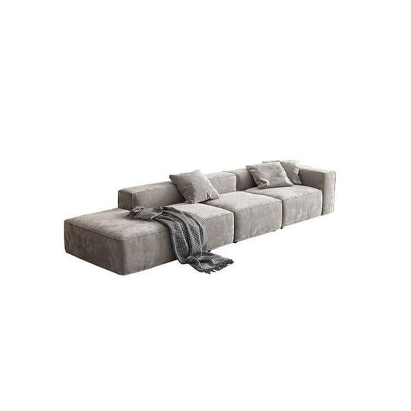 Yetta Grey Velvet Three Seater Corner Sofa | Modern Contemporary L-Shaped Sofa Set with Soft Cushioned Seating & Sturdy Frame - Sleek Furniture