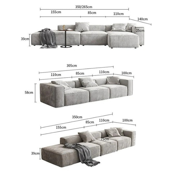 Yetta Grey Velvet Three Seater Corner Sofa | Modern Contemporary L-Shaped Sofa Set with Soft Cushioned Seating & Sturdy Frame - Sleek Furniture