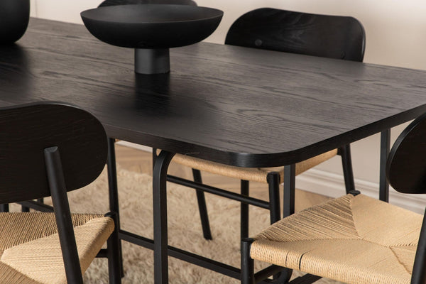 Uno Dining Table with 6 Polly Steel Dining Chairs – Modern 6-Seater Dining Set