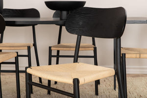 Uno Dining Table with 6 Polly Steel Dining Chairs – Modern 6-Seater Dining Set