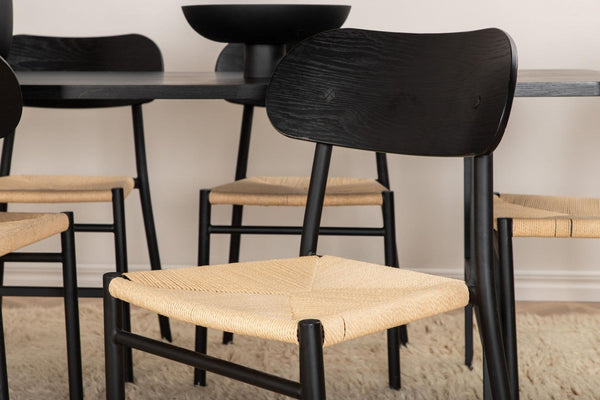 Uno Dining Table with 6 Polly Steel Dining Chairs – Modern 6-Seater Dining Set