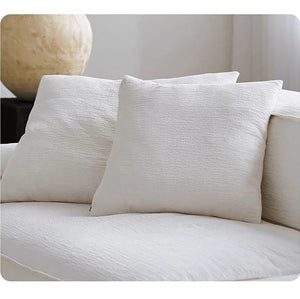 Zaavan Modular Three Seater Sofa | Modern Linen Upholstered Couch | Off White Contemporary Living Room Sofa | Comfortable High Resilience Foam Seating - Sleek Furniture