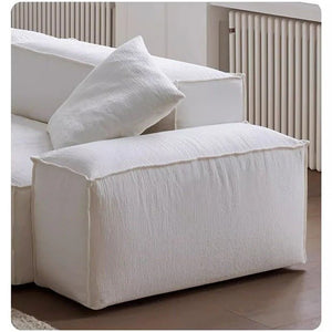 Zaavan Modular Three Seater Sofa | Modern Linen Upholstered Couch | Off White Contemporary Living Room Sofa | Comfortable High Resilience Foam Seating - Sleek Furniture