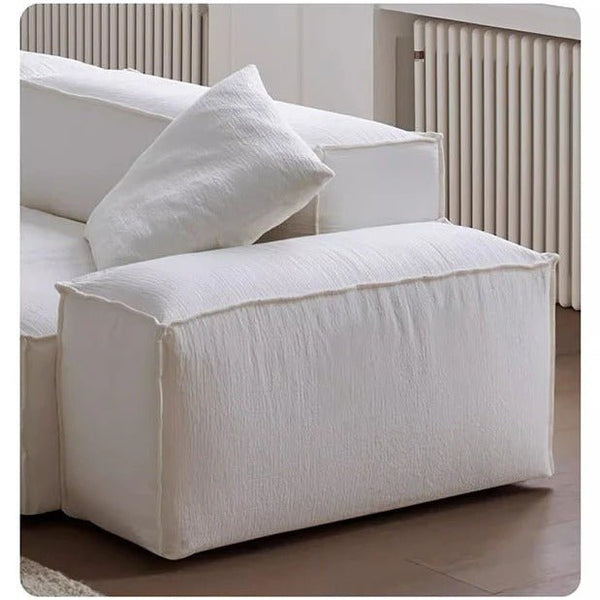 Zaavan Modular Three Seater Sofa | Modern Linen Upholstered Couch | Off White Contemporary Living Room Sofa | Comfortable High Resilience Foam Seating - Sleek Furniture