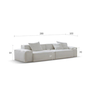 Zaavan Modular Three Seater Sofa | Modern Linen Upholstered Couch | Off White Contemporary Living Room Sofa | Comfortable High Resilience Foam Seating - Sleek Furniture