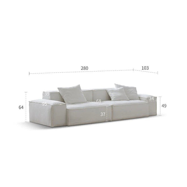 Zaavan Modular Three Seater Sofa | Modern Linen Upholstered Couch | Off White Contemporary Living Room Sofa | Comfortable High Resilience Foam Seating - Sleek Furniture