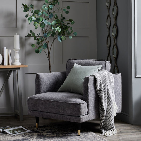Hampton Grey Large Armchair – Plush Fabric Accent Chair for Stylish Interiors - My Store