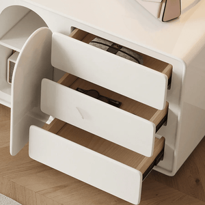 Zenith Modern Dressing Table with Sideboard Storage & LED Mirror – Elegant Cream Vanity Unit for Bedroom & Dressing Area - Sleek Furniture
