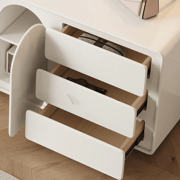 Zenith Modern Dressing Table with Sideboard Storage & LED Mirror – Elegant Cream Vanity Unit for Bedroom & Dressing Area - Sleek Furniture
