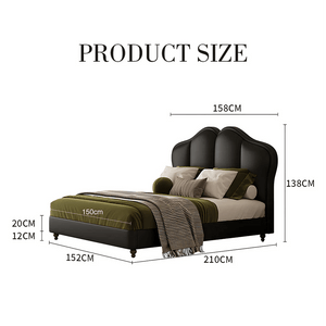 Zephyr Modern Black PU Leather Double Bed Frame with Wooden Structure for Contemporary Bedrooms - Sleek Furniture