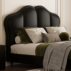 Zephyr Modern Black PU Leather Double Bed Frame with Wooden Structure for Contemporary Bedrooms - Sleek Furniture