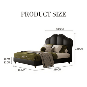 Zephyr Modern Black PU Leather Double Bed Frame with Wooden Structure for Contemporary Bedrooms - Sleek Furniture