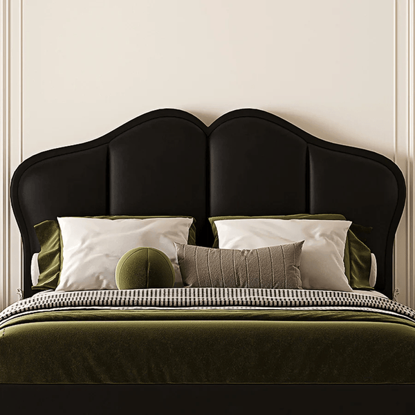 Zephyr Modern Black PU Leather Double Bed Frame with Wooden Structure for Contemporary Bedrooms - Sleek Furniture