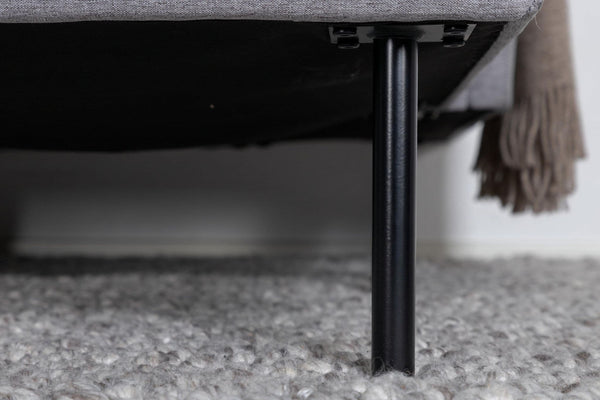 Zoom U-Sofa in Grey | Cozy Fabric Sofa Bed with Black Metal Legs