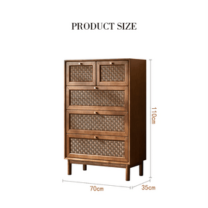 Zulu Art Deco Sideboard Cabinet – Solid Wood Storage Unit with Twisted Paper Cord Doors, Walnut & Light Oak Finish, Modern Mid - Century Buffet Cabinet - Sleek Furniture